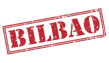 Beyaz arka plan üzerinde izole bilbao kırmızı pul