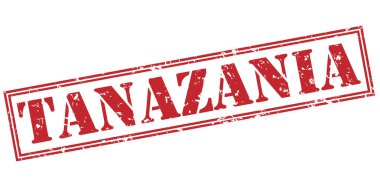 Beyaz arka plan üzerinde izole tanazania kırmızı pul
