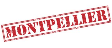 Montpellier kırmızı pul beyaz arka plan üzerinde