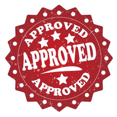 beyaz zemin üzerine kırmızı pul onaylı