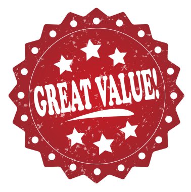 Beyaz arka plan üzerinde büyük değer kırmızı pul