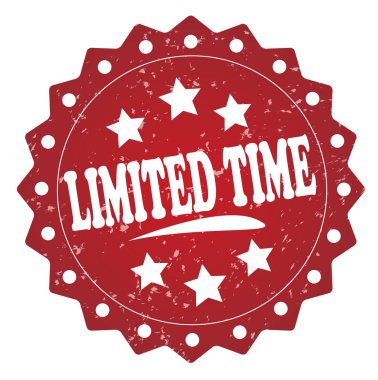 Beyaz arka plan üzerinde sınırlı bir süre kırmızı grunge pulu