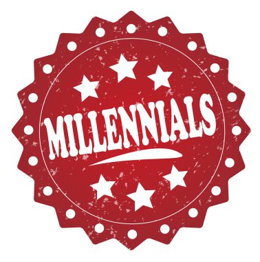 Millennials kırmızı grunge damga beyaz arka plan üzerinde