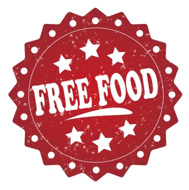 Beyaz arka plan üzerinde ücretsiz gıda kırmızı damga