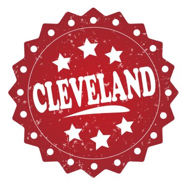 Beyaz zemin üzerine kırmızı Cleveland damgası