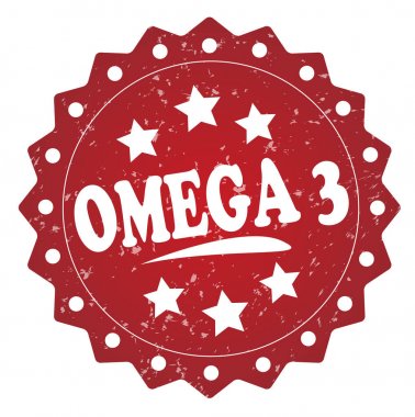 Omega 3 kırmızı beyaz arka plan üzerinde pul