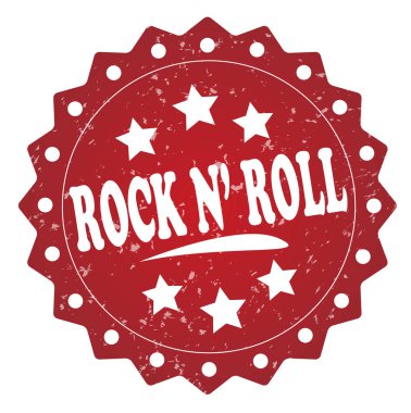 Rock'n roll kırmızı grunge damga beyaz arka plan üzerinde