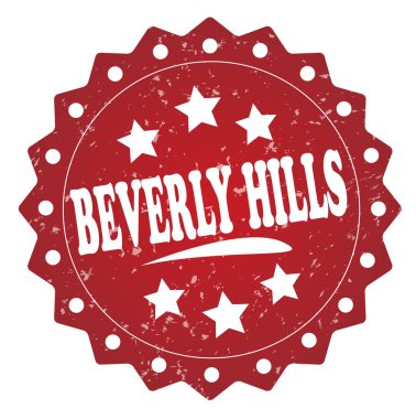 Beverly hills beyaz zemin üzerine kırmızı grunge damgası