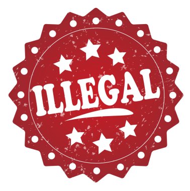 Beyaz arka plan üzerinde yasadışı kırmızı grunge damgası