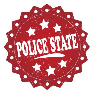 Beyaz arka plan üzerine polis devleti kırmızı grunge damga