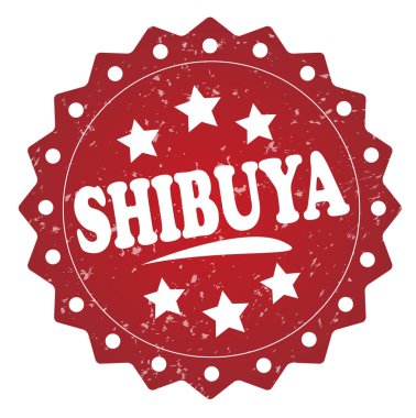 Shibuya kırmızı grunge damga beyaz arka plan üzerinde