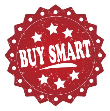 Beyaz arka plan üzerinde akıllı kırmızı pul satın