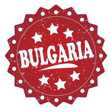 Bulgaristan kırmızı pul beyaz arka plan üzerinde