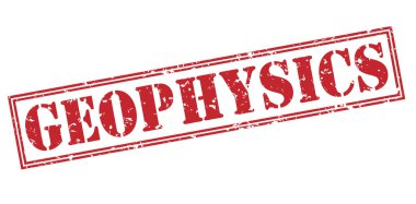 beyaz zemin üzerine kırmızı Jeofizik damgası