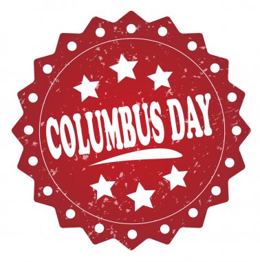 Kolomb Günü kırmızı pul beyaz arka plan üzerinde