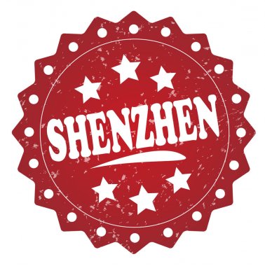 Shenzhen kırmızı pul beyaz arka plan üzerinde