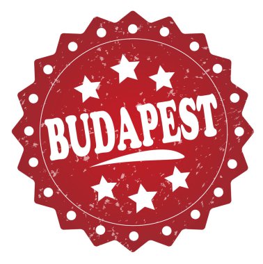 Budapeşte kırmızı pul beyaz arka plan üzerinde