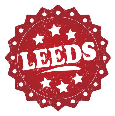 Beyaz arka plan üzerine Leeds kırmızı damga