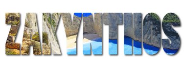 Beyaz arka plan resmi metinle Zakynthos