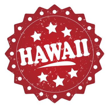 Beyaz arka plan üzerinde Hawaii kırmızı grunge pulu