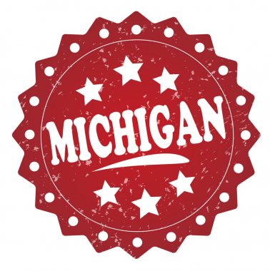 Michigan kırmızı grunge damga beyaz arka plan üzerinde