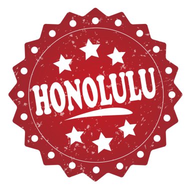 Beyaz arka plan üzerinde Honolulu kırmızı grunge pulu