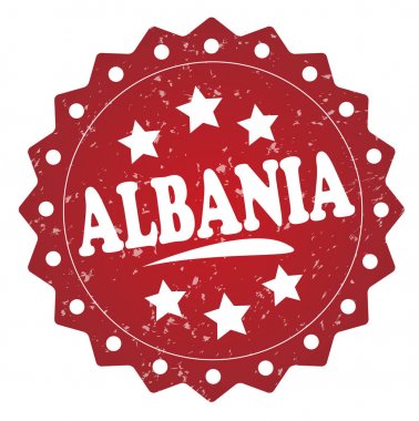 Arnavutluk beyaz zemin üzerine kırmızı grunge damgası