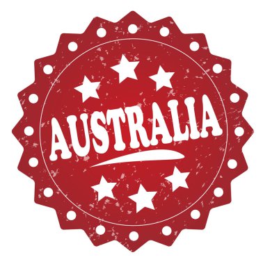 Beyaz arka plan üzerine Avustralya kırmızı grunge damga
