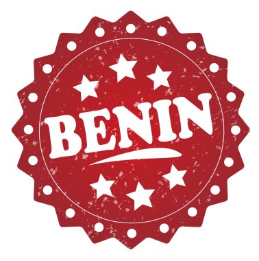 Benin beyaz zemin üzerine kırmızı grunge damgası