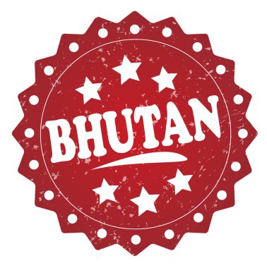 Bhutan kırmızı grunge damga beyaz arka plan üzerinde