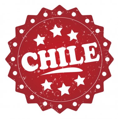 Şili kırmızı grunge damga beyaz arka plan üzerinde