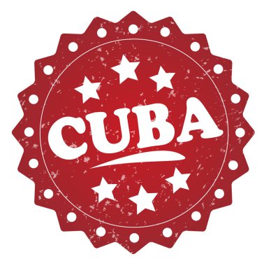 Küba beyaz zemin üzerine kırmızı grunge damgası