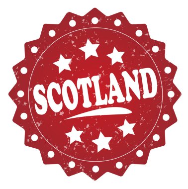 beyaz zemin üzerine kırmızı İskoçya damgası