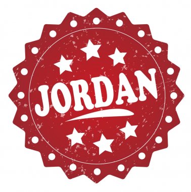 Jordan kırmızı pul beyaz arka plan üzerinde