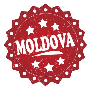 Beyaz arka plan üzerinde izole kırmızı moldova grunge damgası