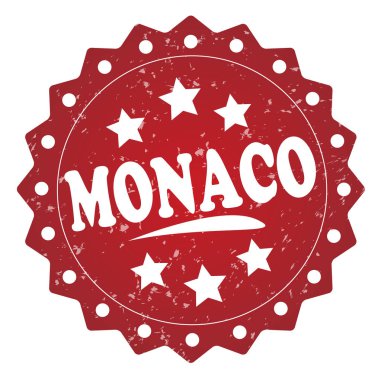 Beyaz arka plan üzerinde izole monaco kırmızı grunge damgası
