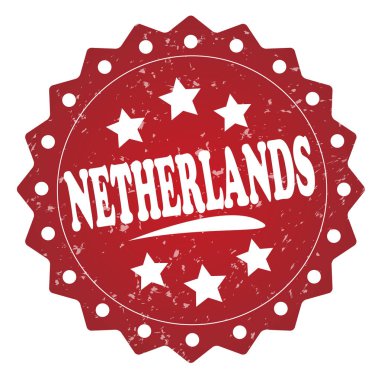 Beyaz arka plan üzerinde izole Hollanda kırmızı grunge damgası