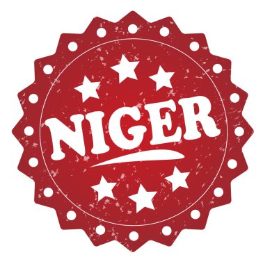 Beyaz arka plan üzerinde izole Nijer kırmızı grunge damgası