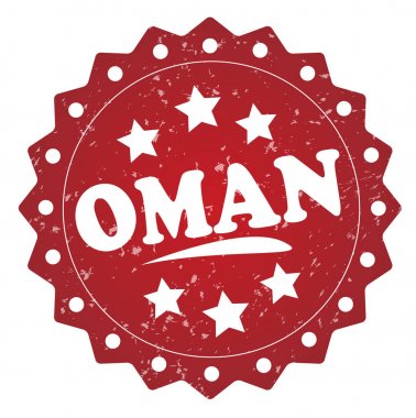 Beyaz arka plan üzerinde izole Umman kırmızı grunge damgası