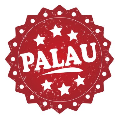 Beyaz arka plan üzerinde izole palau kırmızı grunge damgası