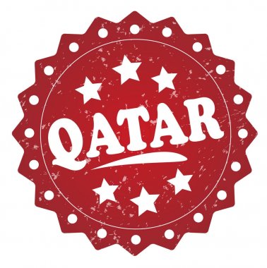 Beyaz arka plan üzerinde izole Katar kırmızı grunge damgası