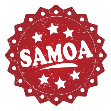 Beyaz arka plan üzerinde izole samoa kırmızı grunge damgası