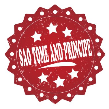 Beyaz arka plan üzerinde izole sao tome ve principe kırmızı grunge damgası