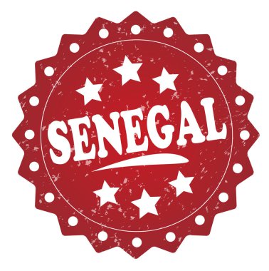 Beyaz arka plan üzerinde izole senegal kırmızı grunge damgası