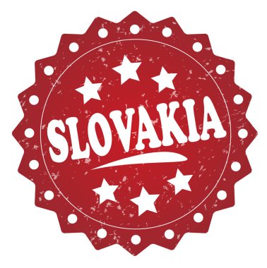 Beyaz arka plan üzerinde izole Slovakya kırmızı grunge damgası