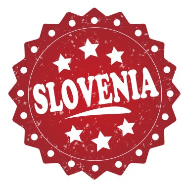 Beyaz arka plan üzerinde izole Slovenya kırmızı grunge damgası