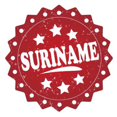 Beyaz arka plan üzerinde izole Surinam kırmızı grunge damgası