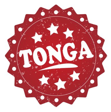 Beyaz arka plan üzerinde izole tonga kırmızı grunge damgası