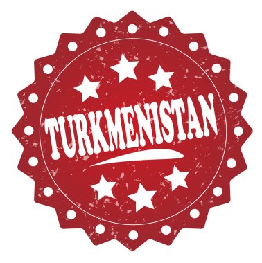 Beyaz arka plan üzerinde izole Türkmenistan kırmızı grunge damgası
