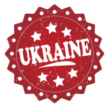 Beyaz arka plan üzerinde izole Ukrayna kırmızı grunge damgası